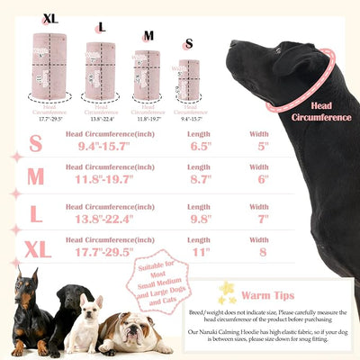 Nanaki No Shake Ear Wraps for Dogs Hematoma-Dog Ear Cover for Bath &Grooming,Dog Head Wrap Ears Protection Dogs Thunderstorm,Fireworks,Calming Comfort for Anxiety Relief,Vet Visit,Separation,Pink,M