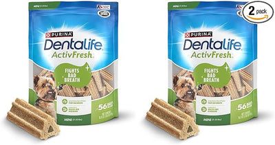 Dentalife ActivFresh Dog_Chews for Mini and Small Dogs 5-20 lbs., Dental-Chews to Freshen Breath, Chicken Flavor, 16.9 oz., 56 Chews - 56 ct. Pouch (Pack of 2)