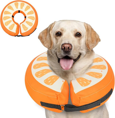 MIDOG Inflatable Dog Cone Collar Alternative After Surgery - Soft Protective Recovery Dog Cone for Large Medium Small Dogs & Cats, Elizabethan Collar for Dogs to Stop Licking - Orange,XL