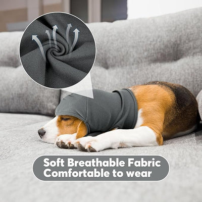 IDOMIK Dog Ear Cover for Anxiety Relief, Adjustable Dog Calming Hood for Grooming Bath Drying, No Shake Pet Head Ear Wrap for Hematomas Fireworks Thunderstorms, Doggy Ear Muffs Noise Protection,Grey,S