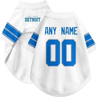 Detroit Dog Clothes Jersey Style Personalized Pet T Shirt with Custom Name Number for Small Medium Large Dogs