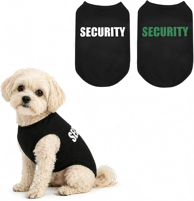 Upgraded Dog Security Shirt Vest for Puppy, Cat, and Dog, Cotton Technical Fabric with Fluorescent Printing, Large Medium Small (EL, Black)
