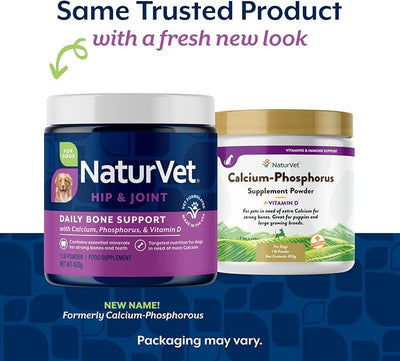 NaturVet Calcium-Phosphorus for Dogs, Supports Strong & Healthy Bones, Enhanced with Essential Minerals & Vitamin D, No Color, 16 Oz