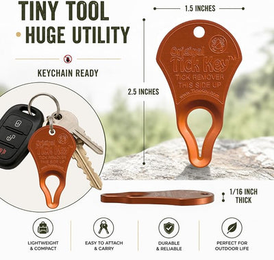 The Original Tick Key - Tick Detaching Device - Portable, Safe and Highly Effective Tick Detaching Tool (Orange)