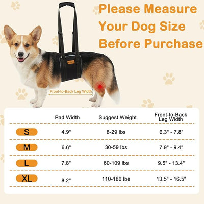 Vivifying Dog Lift Harness for Medium Dogs, Soft Flannel Hind Leg Support Sling, Adjustable Dog Lifting Harness for Weak Rear Legs, Senior Injured Disabled Dogs, ACL Surgery Mobility Assist, M, Gray
