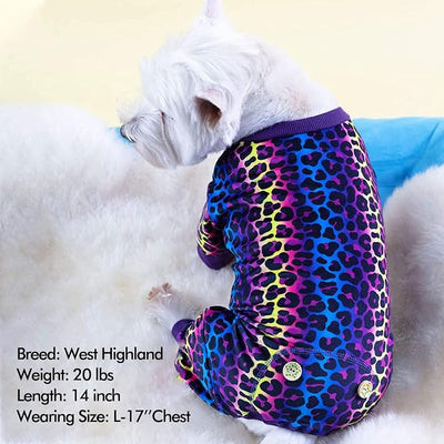 KYEESE Dog Pajamas Velvet Dog Pajamas Medium Sized Dogs Soft Dogs Clothes Pjs with Leopard Pattern Stretchy Pet Jammies Coat Comfy Pet Onesie Costume, 2X-Large