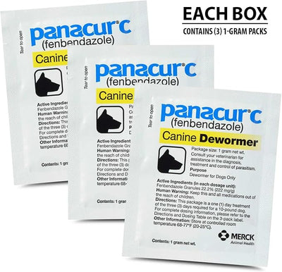 Panacur C Canine Dewormer Treatment Three 1-Gram Packets, Each Packet Treats 10 lbs