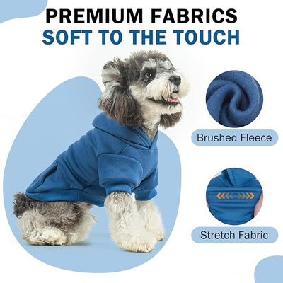 SCENEREAL Dog Hoodie Sweaters for Small Medium Large Size Dogs, Fleece Dog Sweatshirt with Hat and Pocket,Soft Cold Winter All Weather Dog Clothes for S to XL Sized Dogs, Blue M
