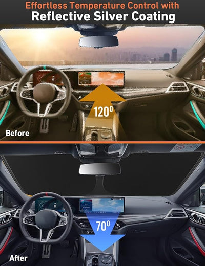 EcoNour Windshield Sunshade Compatible for Lincoln MKX/Nautilus 2016-2019 2020 2021, Sun Visor for Front Windshield & Window Sun Shade Cover, UV Heat Blocker & Protector, Car Accessories
