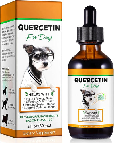 Quercetin for Dogs, Dog Quercetin Liquid Drops, Dog Quercetin Herbal Supplement Support Allergy Relief,Cellular Health, Immune Boost, Antioxidant -60 ml