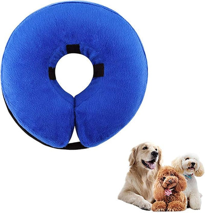 THAIN Soft Dog Recovery Protective Collar After Surgery-Cone Inflatable Collar for Dogs and Cats - Adjustable Washable Elizabethan Collar (XL), Blue