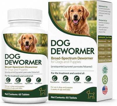4-Way Dewormer for Dogs, (Febantel/Pyrantel Pamoate/Praziquantel), 60 Tablets