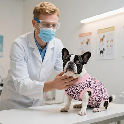 Kuoser Recovery Suit for Dogs, Dog Recovery Suit Female Doggie Onesie for Surgery, Post-Op Onesie for Female & Male Dogs, Soft Protective Wear, PinkLeopard M