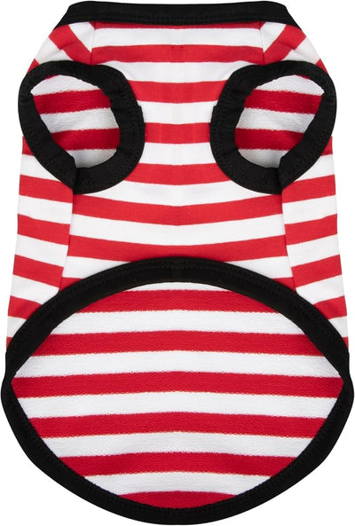 Paiaite Dog Shirts - Striped Sleeveless Cotton Tank Top for Small Medium Dogs - Red XXL
