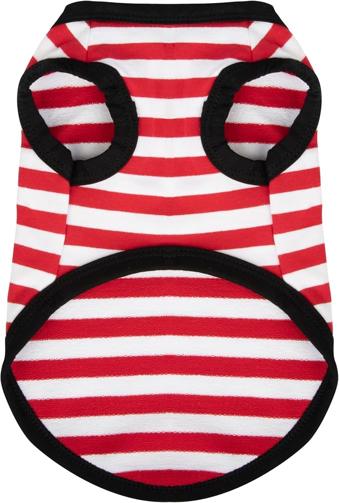 Paiaite Striped Dog Shirt Happy Color Cotton Sleeveless Puppy Shirts Breathable Pet Apparel Tank Top Colorful Puppy Sweatshirt Clothes for Small Medium Dogs Red XXS