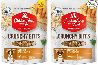 Chicken Soup for the Soul Pet Food Crunchy Bites Dog Treats, Chicken, 12 Ounce Bag | Soy, Corn & Wheat Free, No Artificial Flavors or Preservatives (Pack of 2)