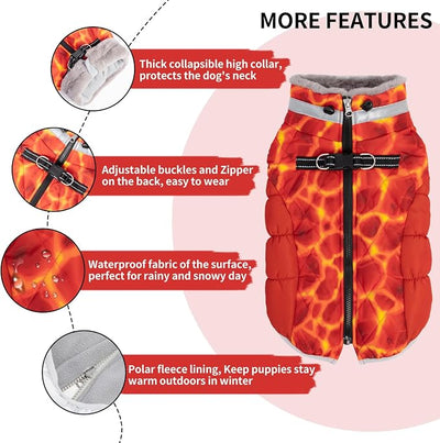 CuteBone Waterproof Thick Dog Winter Coat Doggie Jacket Warm Pet Clothes Comfortable Puffer Dog Vest for Small Medium Large Dogs with Harness Hole YRFN20M