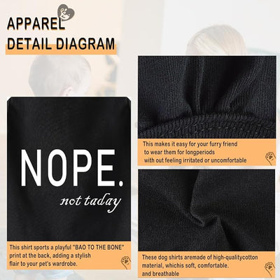 Discover Cozy Cotton Canine Wear: Soft, Lightweight, and Breathable Dog Shirt Vest with Eye-Catching Graphics(Nope not Today), Keeping Your Furry Friend Warm and Comfy! Black XS