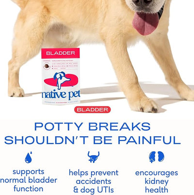 Native Pet Dog UTI Treatment - Cranberry Supplement for Dogs - Supports Normal Bladder Function, Urinary Tract & Kidney Health - Real Cranberry Extract, D-Mannose & Probiotics - Air-Dried - 30 Chews