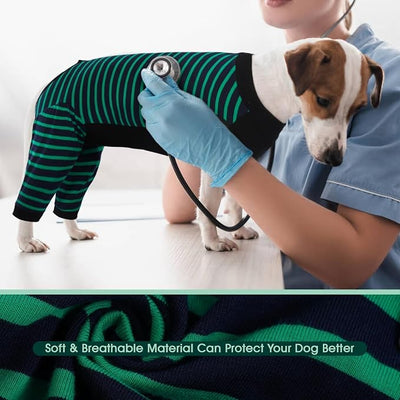 Kuoser Dog Recovery Suit with Anti Licking Rear Leg Sleeve, Green M | Abdominal Dog Surgical Suit with Pants Cover Protect Wounds, Dogs Elbow Protector Soft Pet Surgery Onesie Cone Alternative