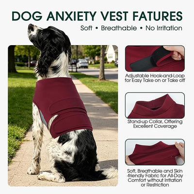 Kuoser Calming Vest for Dogs Anxiety, Adjustable Anxiety Wrap Jacket for Small Medium Large Dogs, Soothing Compression Shirt for Fireworks Thunderstorms Separation Anxiety Travel, XL