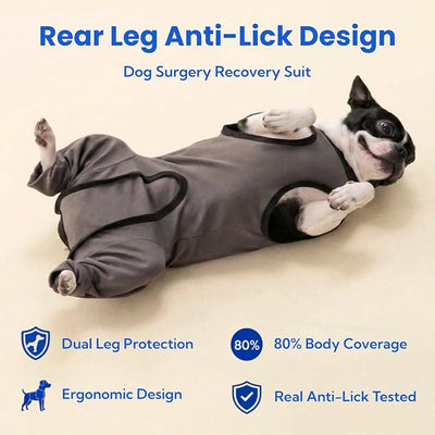 Versatile Dog Rear Leg Recovery Sleeve, Dog Surgery Recovery Suit with Back Leg to Prevent Licking, Spay Suit for Female Male, Large Dogs Shirt After Surgery, Pet Pants & Wound Cover Bodysuit, Gray L