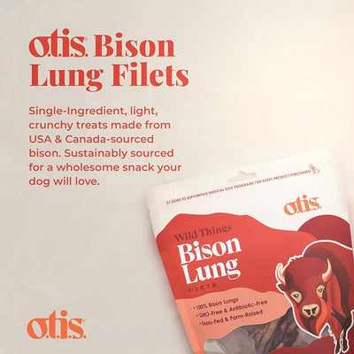 O.T.I.S. Wild Things Bison Lung Filets – 4 oz – Single-Ingredient Dog Treats – Grass-Fed, Farm-Raised Bison – No Hormones, Antibiotics, or Additives