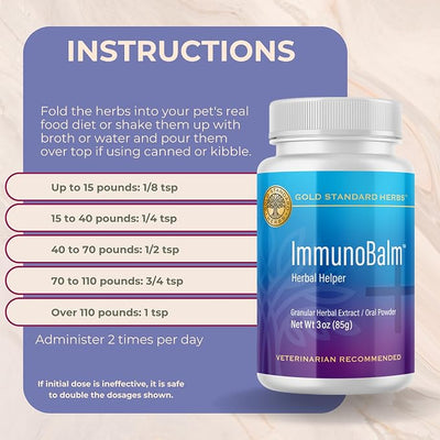 ImmunoBalm Itch and Inflammation Relief for Dogs by Gold Standard Herbs, All Natural Granular Herbal Powder (85 gram)
