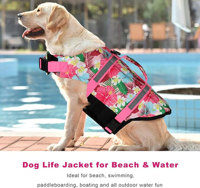 Doglay Dog Life Jacket, Dog Life Vest for Swimming Boating, Adjustable Puppy Life Jacket with Reflective Stripes, Superior Buoyancy Pet Swimming Vest for Small Medium and Large Dogs