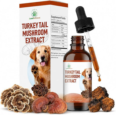 Turkey Tail Mushroom Extract for Senior Dog Lipoma Skin Lumps Tissue Repair | for Dogs & Cats Inflammation Balance, Organ Protection & Anti-Aging, Immune Health, Anxiety Relief, Dual Extraction Process