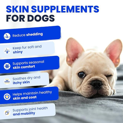 Fish Oil for Dogs Allergy and Itch Relief Chews - Omega 3 for Dog Skin and Coat Care - Salmon Oil for Dogs Anti Shedding Supplement Hot Spot Treatment EPA & DHA 200 Ct