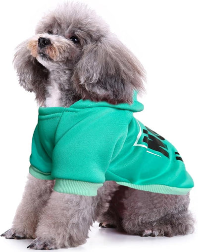 Jecikelon Print Dog Hoodies for Small Dogs, Soft Fleece Puppy Clothes for Pet Cat, Warm Winter Outfits Cold Weather Coats, Cute Sweatshirt Puppies Costume (Cyan, Medium)