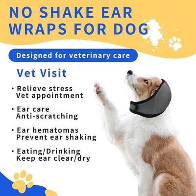 2 Pack Dog Ear Covers for Bathing, Grooming & Swimming, XL Size Waterproof No Shake Ear Wraps for Dogs, Calming Hoodie Ear Muffs for Noise & Anxiety Relief, Blow Drying & Hematoma Protection