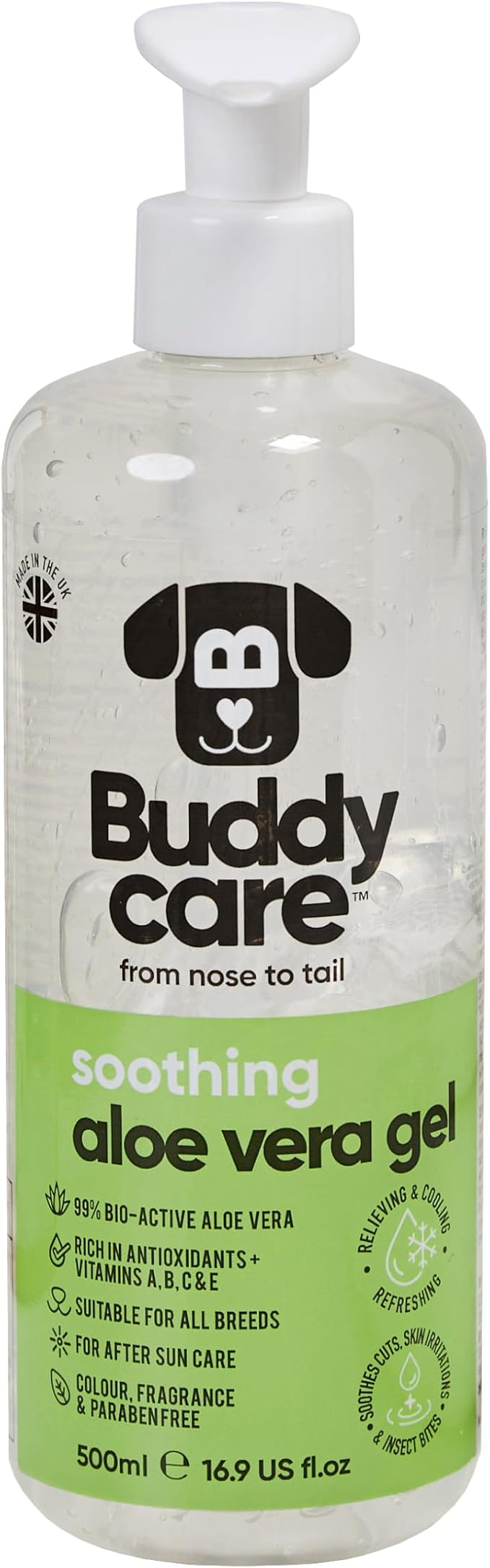 Buddycare Soothing Aloe Vera Gel for Dogs | Soothing Dry Skin & Itch Relief Treatment for Dogs (16.90oz) Premium Aloe Vera