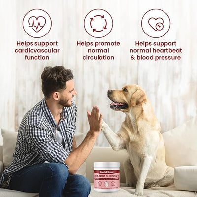 Taurine Supplement for Dogs – Heart Health & Circulation Support – Powder Formula with L-Carnitine, CoQ10 & Organic Hawthorn Berry – 120ct