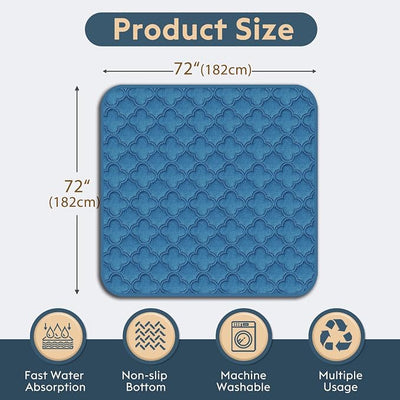 FunFurry Washable Pee Pads for Dogs - 1 Pack Reusable Pee Pads，Waterproof Puppy Pads，Pet Training Pads，Super Absorbent with Dog Paw Shape Non-Slip Backing (Blue, 72" X 72" - 1 Pack)