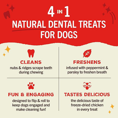Stella & Chewy's Dental Delights with Freeze-Dried Chicken - Extra Small Dental Treats for Dogs, 10.5 Ounce Bag