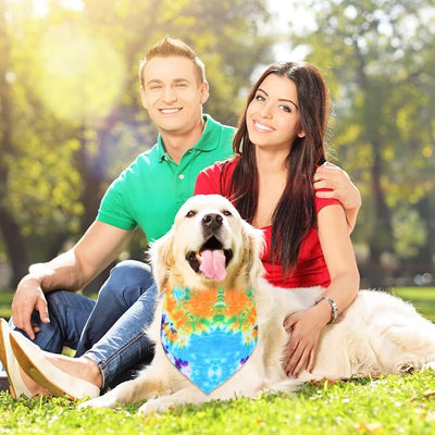 Silkfly 50 Pcs Summer Tie Dye Dog Bandanas Bulk Pet Scarf Grooming Salon Colorful Triangle Washable Male and Female Dog Bib Neckerchief for Puppy Large Pet Birthday Party Decor(X-Large)