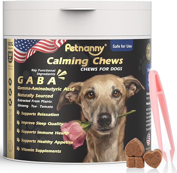 PETNANNY Calming Chews for Dogs with GABA, Calming Bites for Dog Anxiety Relief, Natural Calming Supplement Calming Treats for Pets, Support Relaxation & Composure, Chicken Flavor, 140 Chews