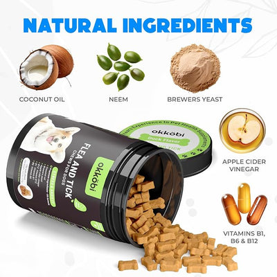 Flea and Tick Prevention Chewables for Dogs - 150 Chews - Flea & Tick Control - Vet-Approved Oral Treatment - Duck Flavor
