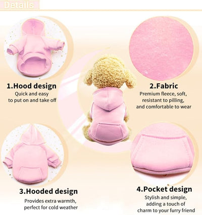 TAPBULL Dog Dresses, Fashionable Pet Dog Sweatshirt Clothes in Light Colors, Cute Cat Birthday Dress Outfit (Pink/Purple/Coffee 3-Pack), Small