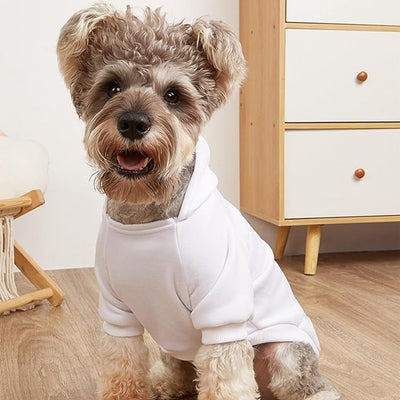 Jecikelon Soft Dog Hoodies for Small Dogs, Fleece Puppy Sweatshirt with Pockets, Warm Winter Cold Weather Coats for Pet Cat, Cute Clothes Puppy Costume (White, Small)
