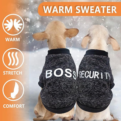 2 Pack Chihuahua Sweater Dog Sweaters for Small Dog Black Fleece Dog Sweater Chihuahua Clothes Security Pattern Puppy Clothes Fall Winter Pet Clothing Medium