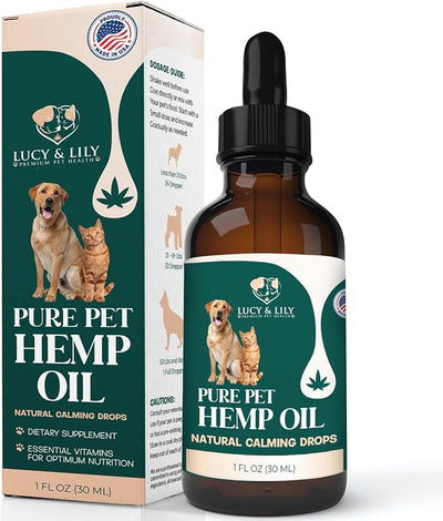 Pure Pet Hemp Oil for Dogs and Cats | Helps with Anxiety, Pain, Stress, Sleep, Seizures, Skin & Coat Health | Calming Drops | 100% Natural 1-Ingredient Liquid Hemp Oil | 2 Pack