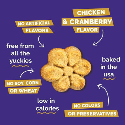 Fruitables Baked Dog Treats, Healthy Pumpkin Treat for Dogs, Low Calorie & Delicious, Made Without Wheat, Corn and Soy, Made in the USA, Allergy Friendly, Chicken and Cranberry Flavor, 32 oz