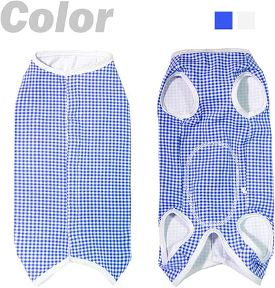 Dog’s Recovery Suit Post Surgery Shirt for Puppy, Wound Protective Clothes for Little Animals(Blue White Plaid-xs)
