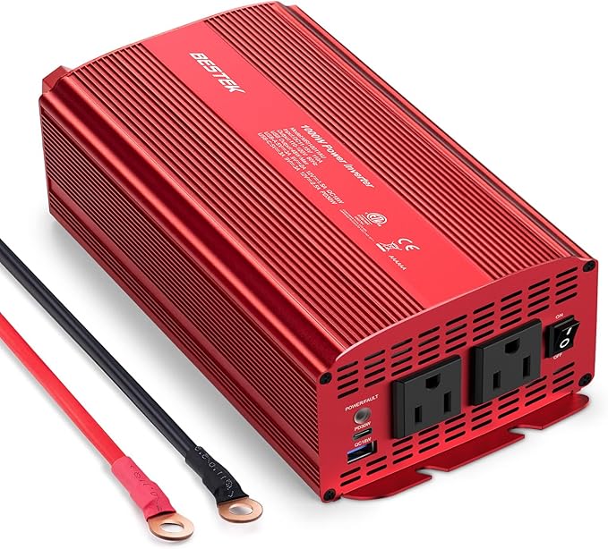BESTEK 1000W Car Power Inverter, DC 12V to 110V Car Power Converter with 2 AC Outlets/30W PD USB-C/18W Quick USB A Charge Multi-Protection 1000 watt Power Inverter for Vehicles/Car/RV/Home