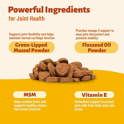 Green-Lipped Mussel Bites for Dogs, Natural Hip & Joint Supplement with MSM, Vitamin E, Omega-3 - Supports Joints Comfort & Promotes Normal Mobility - Large Volume (330 Ct)
