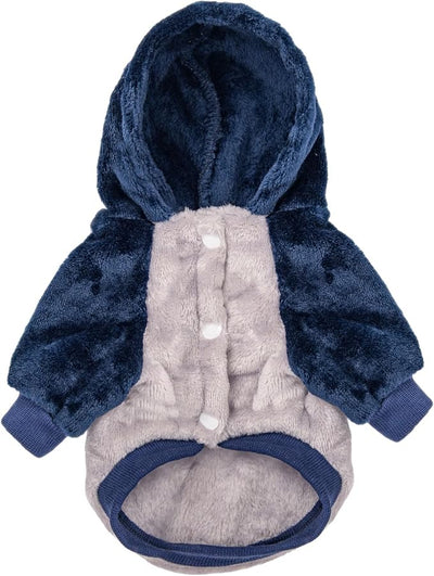FabriCastle Dog Hooded Sweater, Dog Clothes for XXS XS Small Dogs Boy & Cats, Soft and Warm Pet Coat, Winter Pet Jacket, Doggy Apparel Costumes, Puppy Outfits Snap On Hoodies (Grey Body, XX-Small)