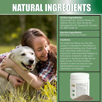 Seizure Support Powder for Dogs & Cats – Natural Epilepsy Supplement, 100g | Helps Reduce Frequency & Intensity of Seizures | Calming, Tasty, Safe Formula
